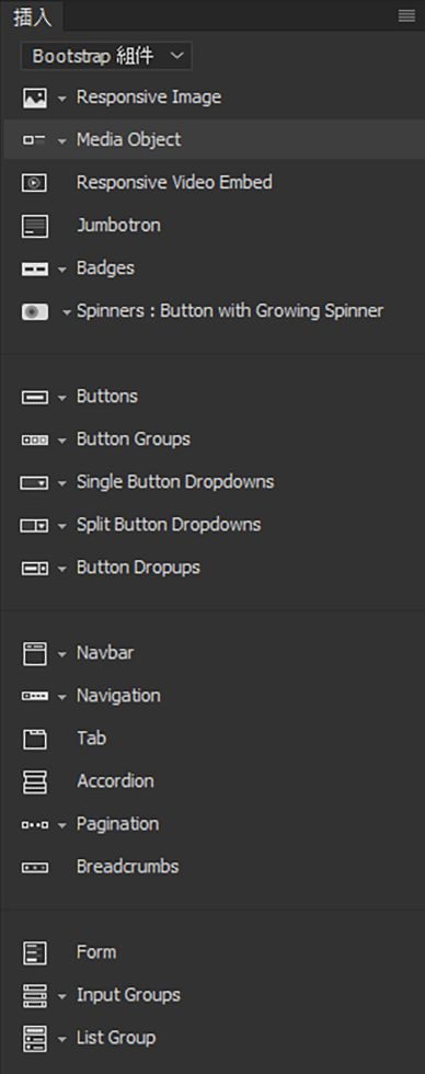Bootstrap 4.0.0 版支援的組件