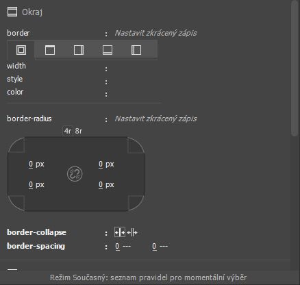 Vlastnosti manipulace s ohraničením