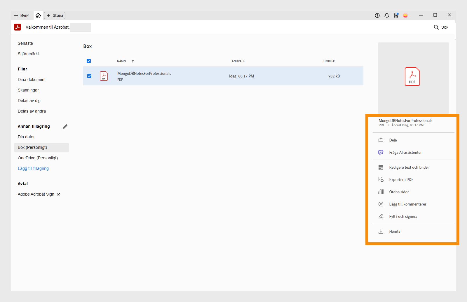 Dina Box-filer i hemvyn