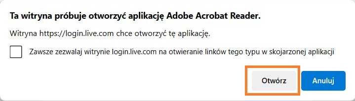 Otwieranie programu Acrobat lub Acrobat Reader 