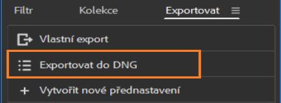 Zjistěte, jak exportovat do formátu DNG v aplikaci Adobe Bridge.