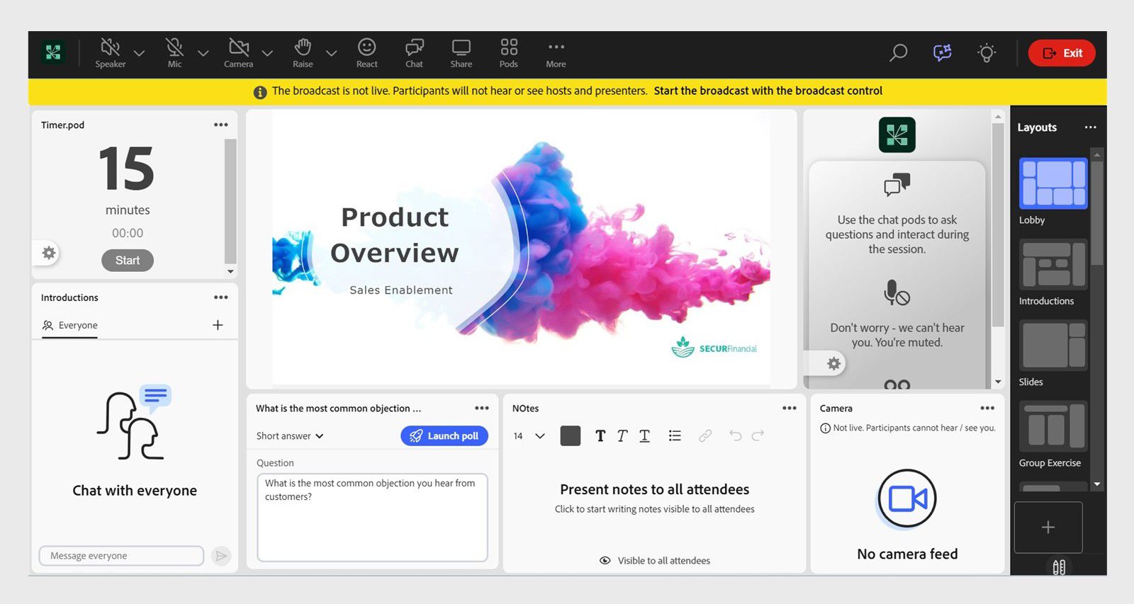Host view before the session