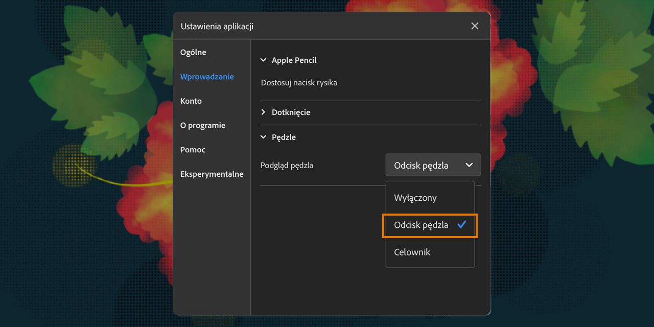 Włączanie podglądu odcisku pędzla