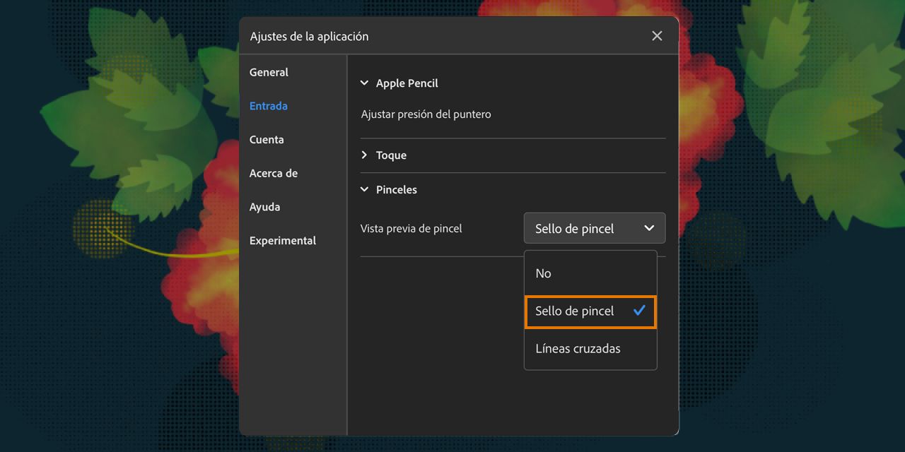 Activar la vista preliminar de la marca del pincel