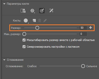 Размер кисти