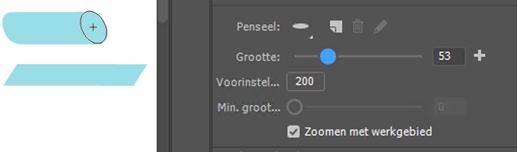 Schuifregelaar voor penseelgrootte