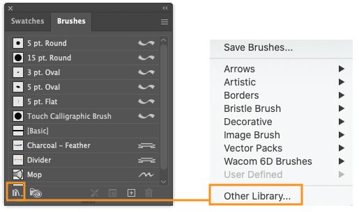Choose korean brush to load in Ai