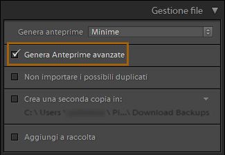 Genera Anteprime avanzate