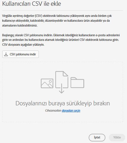 Kullanıcıları CSV ile ekle