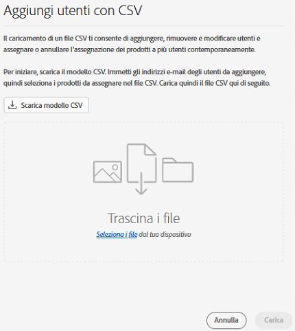 Aggiungere utenti con CSV