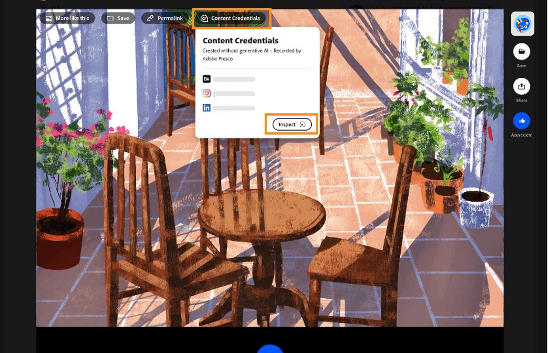 Content Credentials on Behance