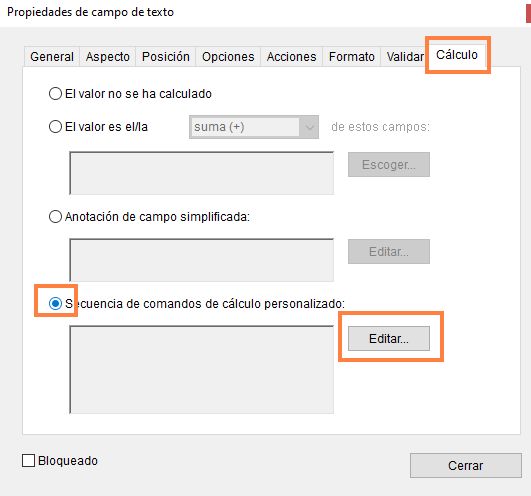 Script de cálculo personalizado
