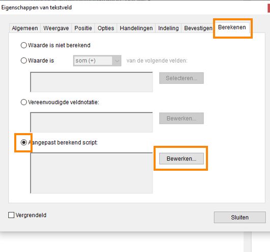 Aangepast berekend script