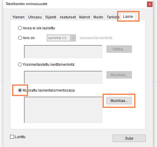 Mukautettu laskentakomentosarja