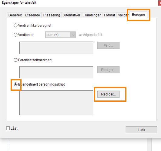 Egendefinert beregningsskript