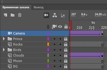 Слой камеры на панели «Глубина слоя» 