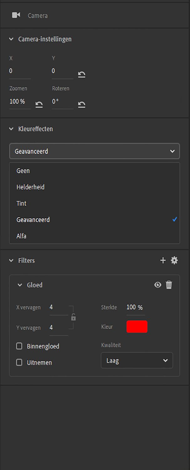 Bijgewerkte cameraopties