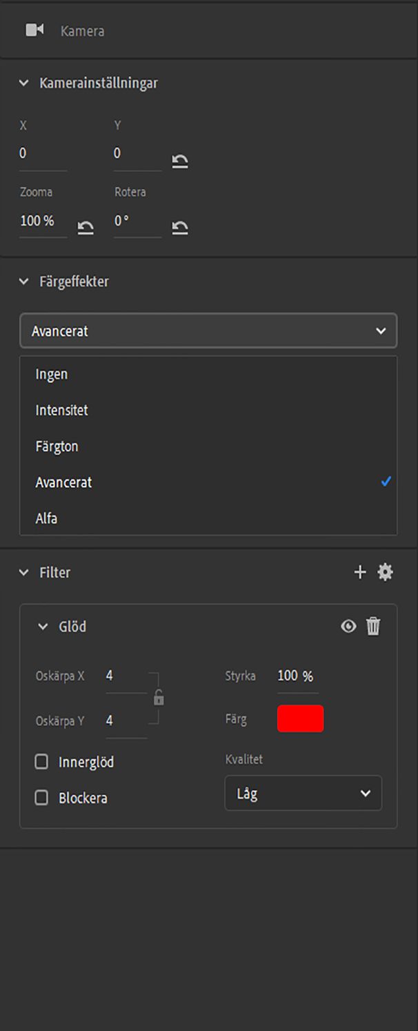 Uppdaterade kameraalternativ