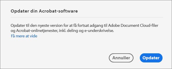 Opdater Acrobat til den nyeste version