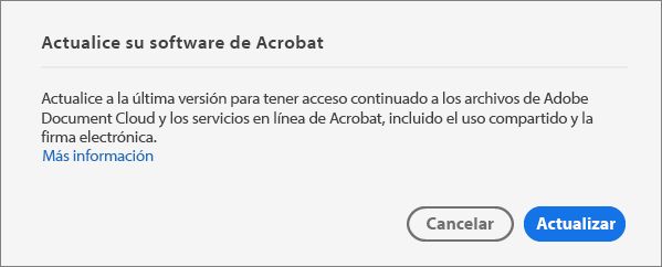 Actualice Acrobat a la versión más reciente