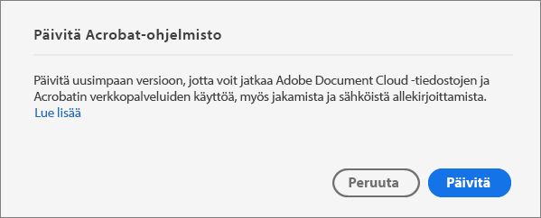 Acrobatin päivittäminen uusimpaan versioon