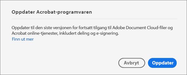Oppdater Acrobat til nyeste versjon