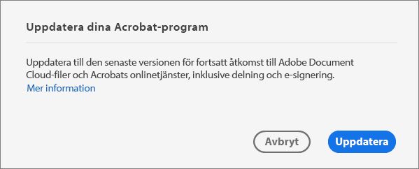 Uppdatera Acrobat till den senaste versionen