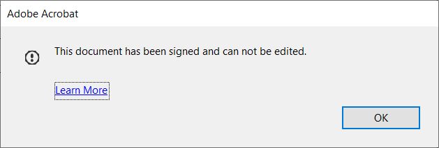 Error al editar un archivo PDF firmado