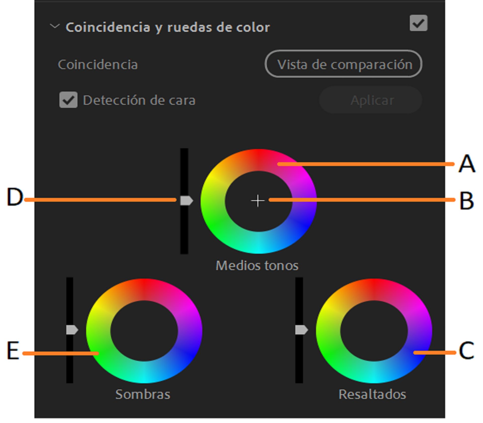 Partes de la rueda de color