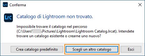 Scegliete un altro catalogo da aprire.