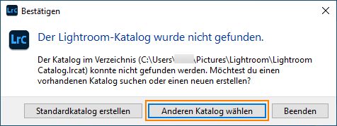 Wähle einen anderen Katalog und öffne ihn.