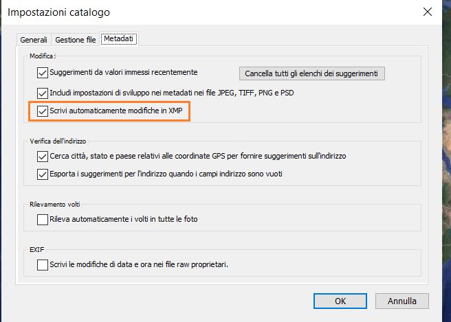 Impostazioni catalogo