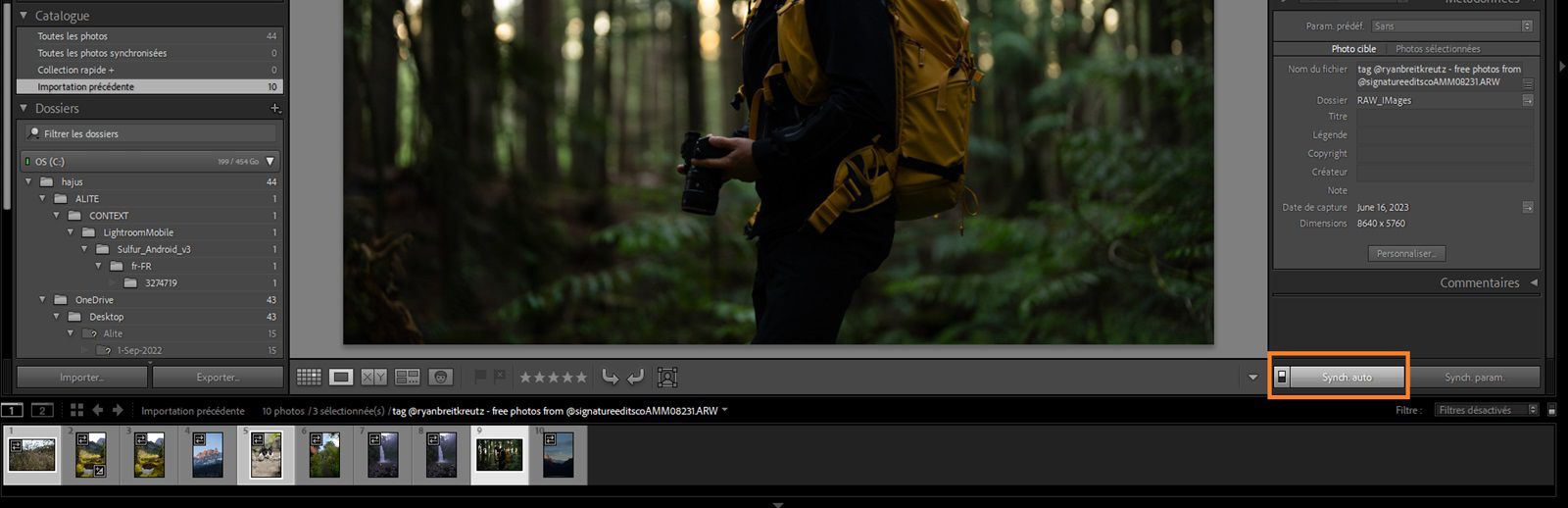 Paramètre de copier-coller pour le HDR