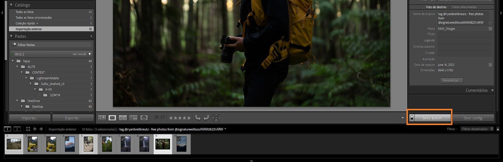 Configuração de copiar e colar para HDR