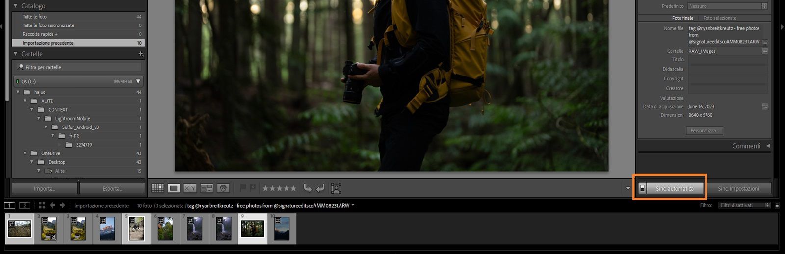 Copiare e incollare un’impostazione per HDR