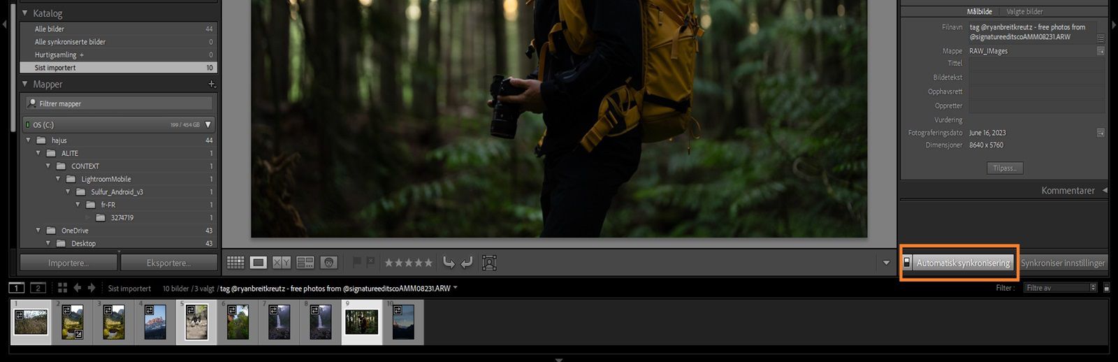 Kopier og lim inn innstillinger for HDR