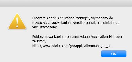 Błąd systemu Catalina w przypadku aplikacji w wersji CC 2018 i wcześniejszej