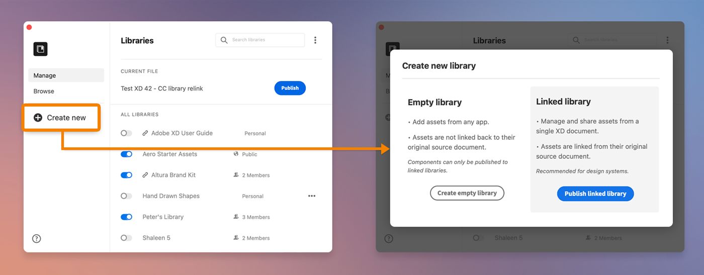 Crear una biblioteca vinculada o vacía