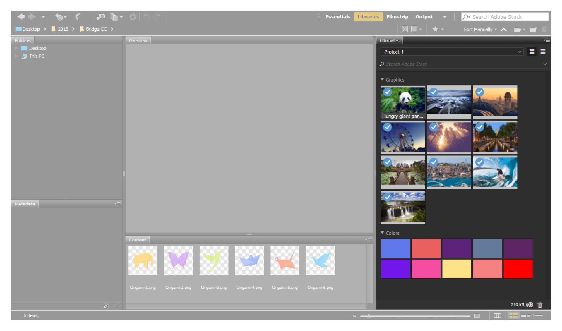 Acessar as bibliotecas da Creative Cloud no Bridge