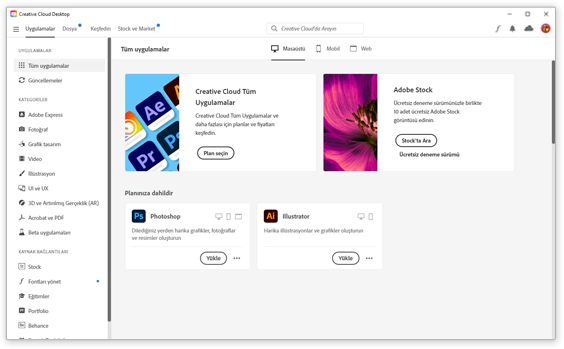 Creative Cloud masaüstü uygulaması