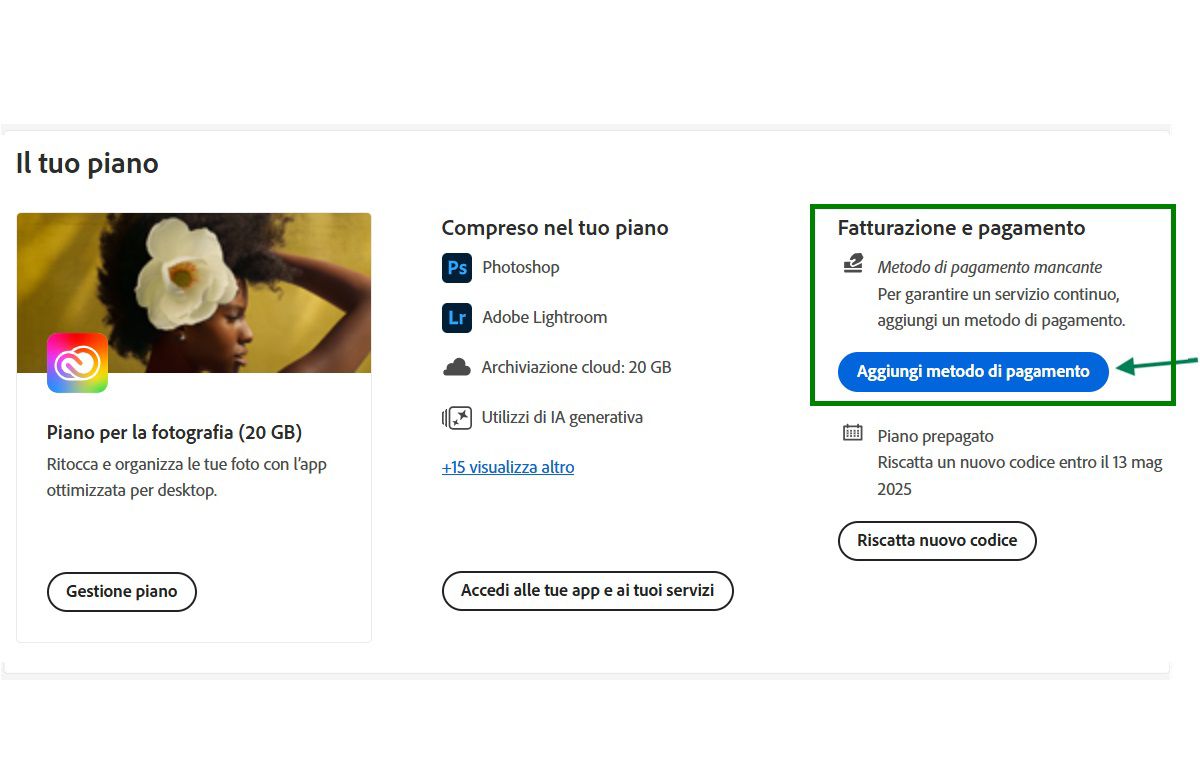 schermata di pagamento