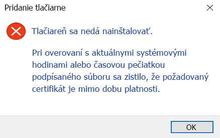 Požadovaný certifikát nie je platný