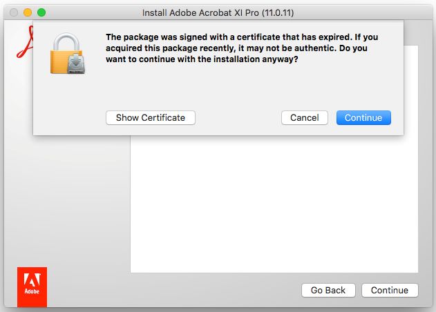 Le certificat du package d’installation a expiré