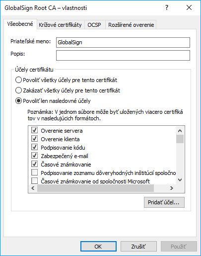 Vlastnosti certifikátu GlobalSign Root CA