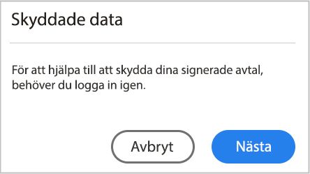 Välj Nästa i dialogrutan Skyddade data.