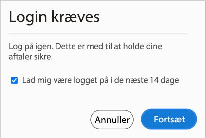 Vælg Fortsæt ved log ind.