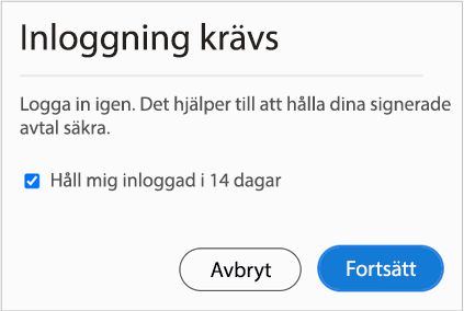 Välj Fortsätt i dialogrutan Logga in.