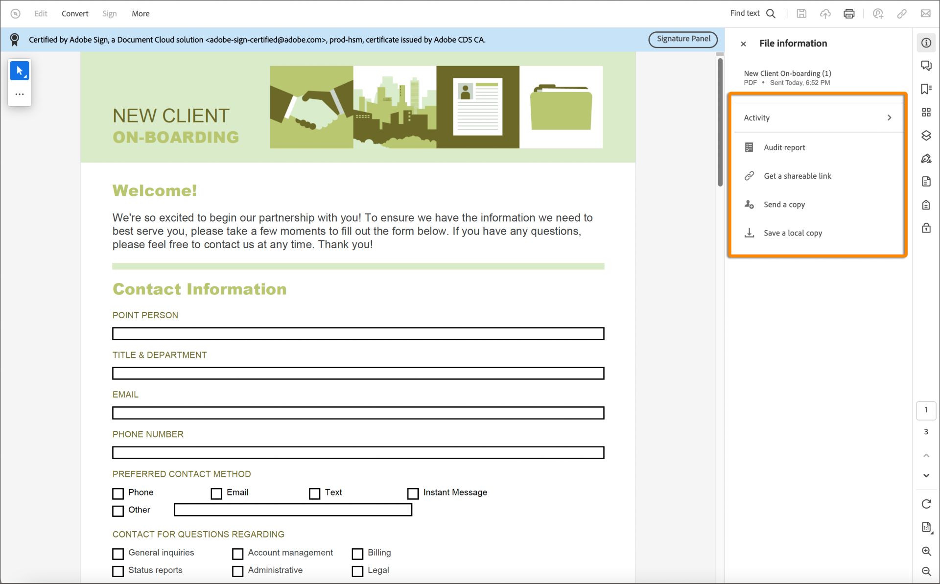 Akce s certifikovaným souborem