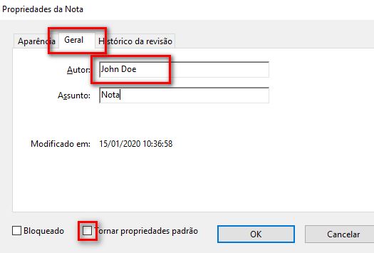 Alterar nome do autor