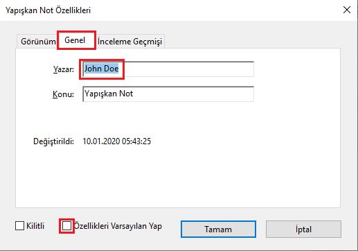 Yazar adını değiştirme